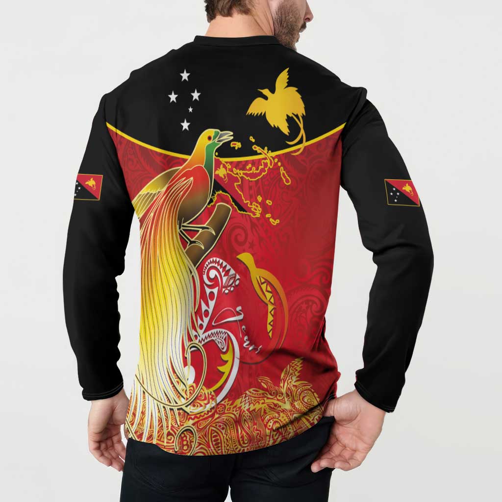 Papua New Guinea Independence Day Button Sweatshirt Happy Anniversary 50th Bird-of-paradise Melanesian Tattoos - Polynesian Pride