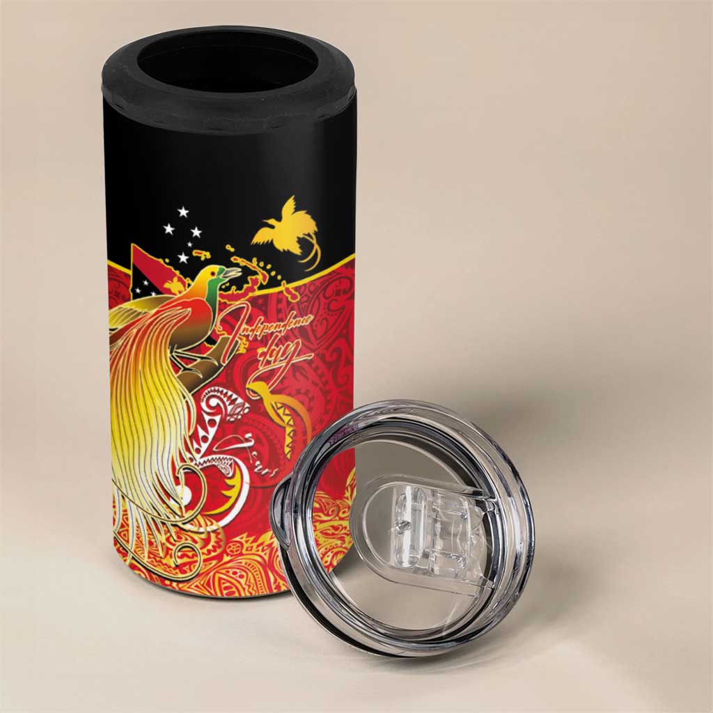 Papua New Guinea Independence Day 4 in 1 Can Cooler Tumbler Happy Anniversary 50th Bird-of-paradise Melanesian Tattoos - Polynesian Pride