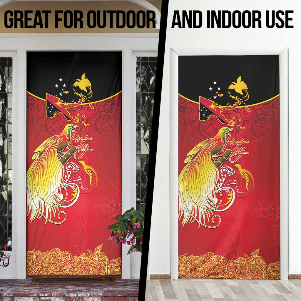 Papua New Guinea Independence Day Door Cover Happy Anniversary 50th Bird-of-paradise Melanesian Tattoos - Polynesian Pride