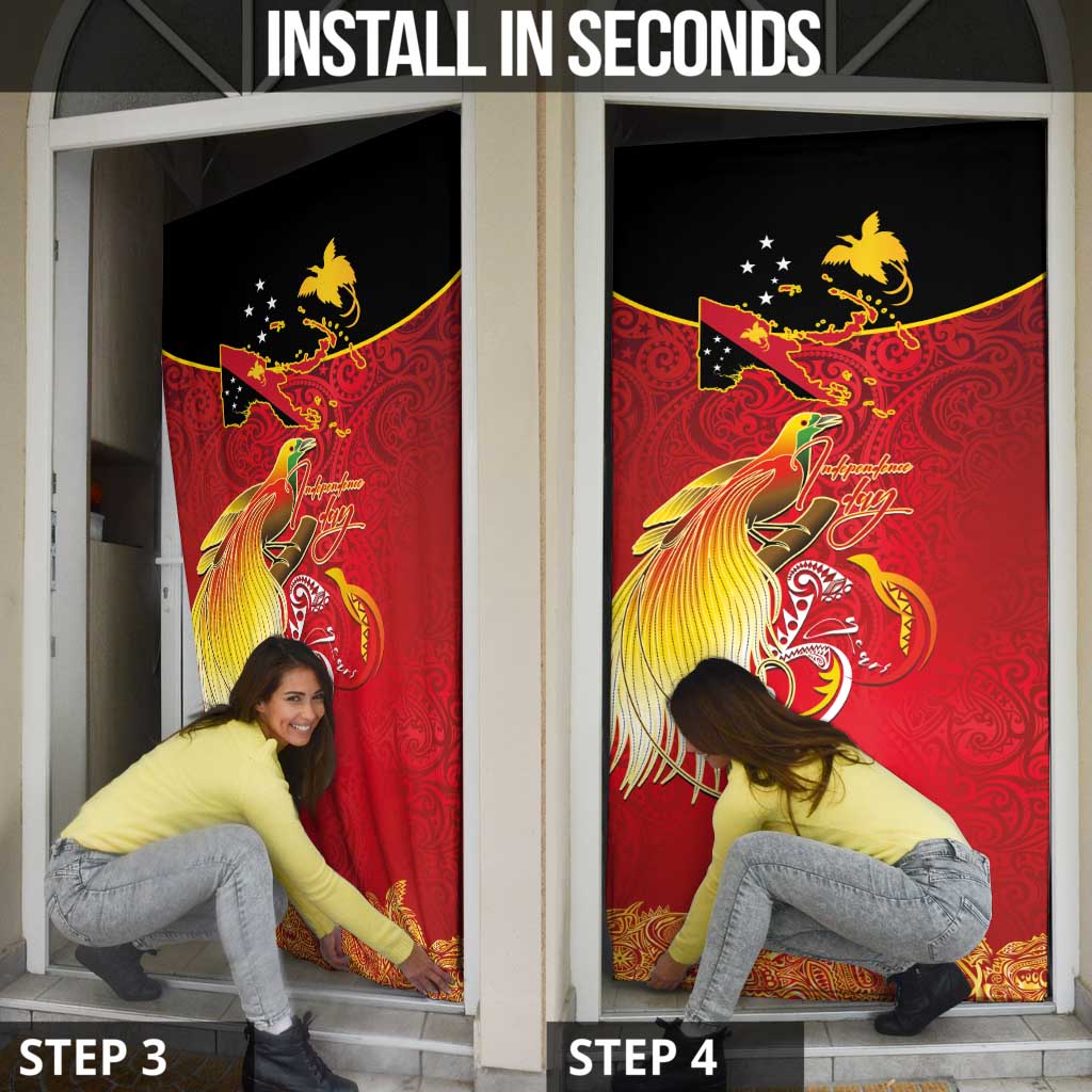 Papua New Guinea Independence Day Door Cover Happy Anniversary 50th Bird-of-paradise Melanesian Tattoos - Polynesian Pride