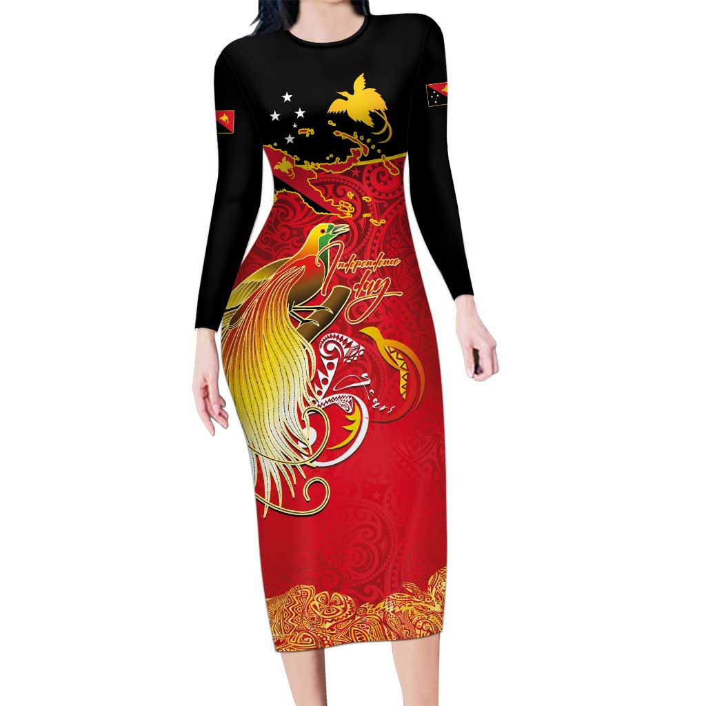 Papua New Guinea Independence Day Family Matching Long Sleeve Bodycon Dress and Hawaiian Shirt Happy Anniversary 50th Bird-of-paradise Melanesian Tattoos - Polynesian Pride