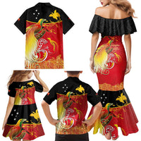 Papua New Guinea Independence Day Family Matching Mermaid Dress and Hawaiian Shirt Happy Anniversary 50th Bird-of-paradise Melanesian Tattoos - Polynesian Pride