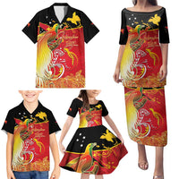 Papua New Guinea Independence Day Family Matching Puletasi and Hawaiian Shirt Happy Anniversary 50th Bird-of-paradise Melanesian Tattoos - Polynesian Pride