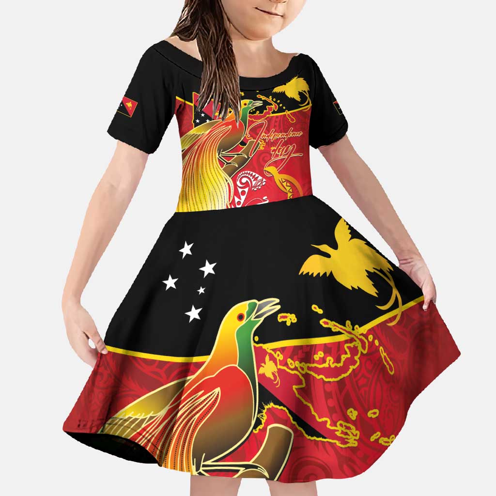 Papua New Guinea Independence Day Family Matching Short Sleeve Bodycon Dress and Hawaiian Shirt Happy Anniversary 50th Bird-of-paradise Melanesian Tattoos - Polynesian Pride