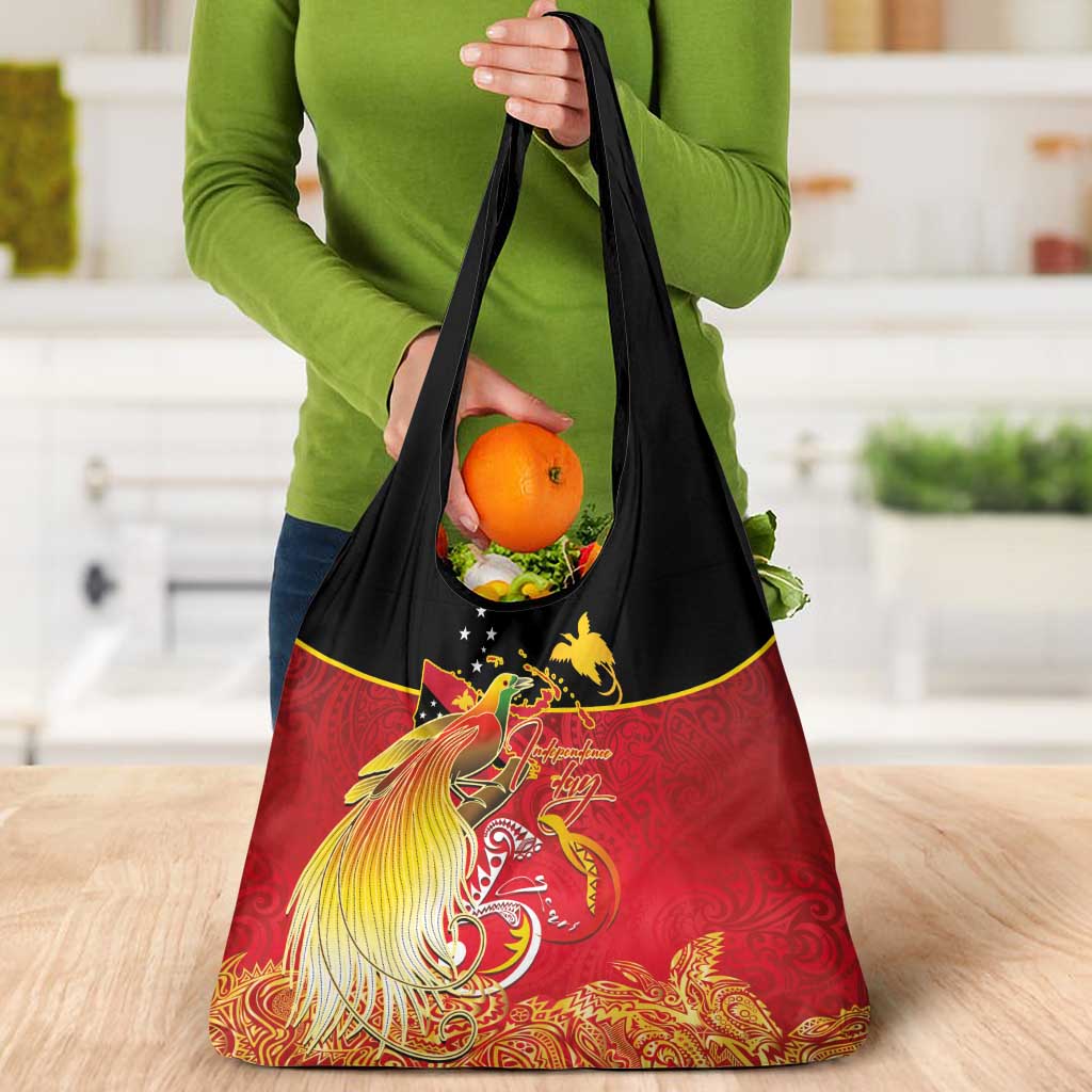 Papua New Guinea Independence Day Grocery Bag Happy Anniversary 50th Bird-of-paradise Melanesian Tattoos - Polynesian Pride