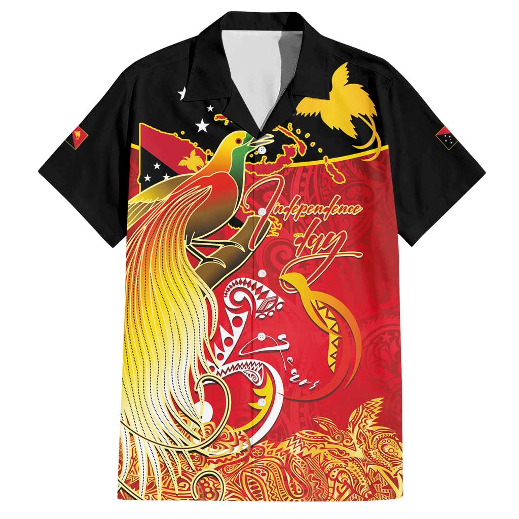 Papua New Guinea Independence Day Hawaiian Shirt Happy Anniversary 50th Bird-of-paradise Melanesian Tattoos - Polynesian Pride