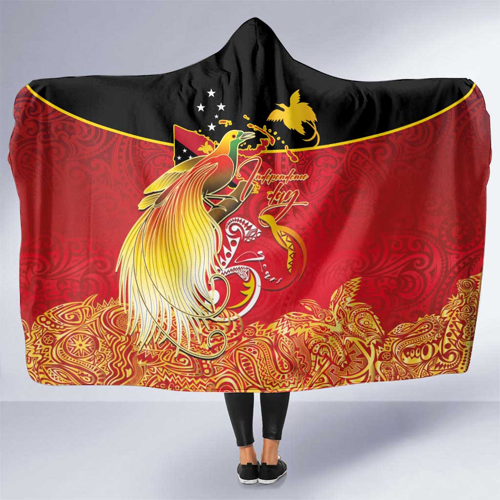 Papua New Guinea Independence Day Hooded Blanket Happy Anniversary 50th Bird-of-paradise Melanesian Tattoos - Polynesian Pride
