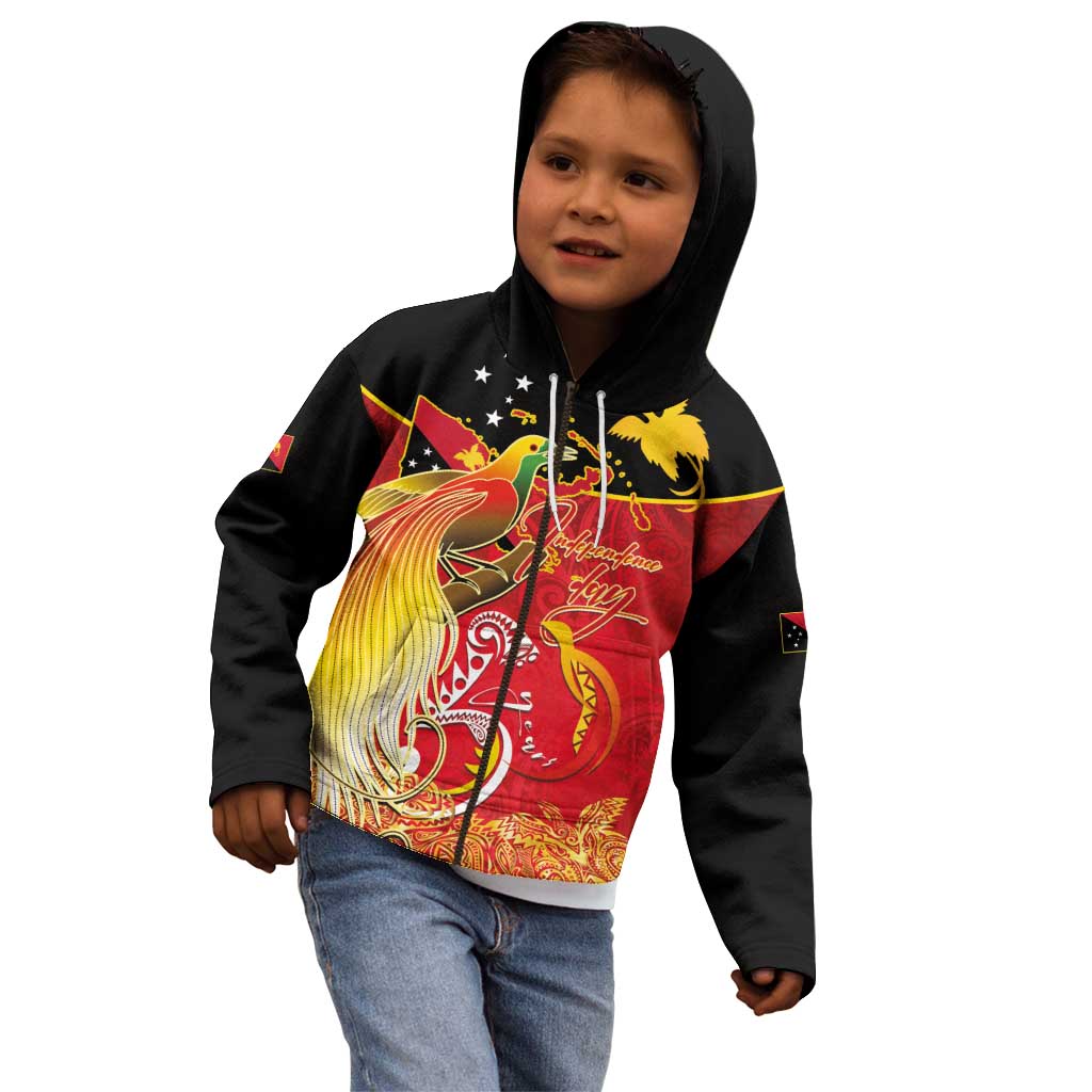 Papua New Guinea Independence Day Kid Hoodie Happy Anniversary 50th Bird-of-paradise Melanesian Tattoos - Polynesian Pride