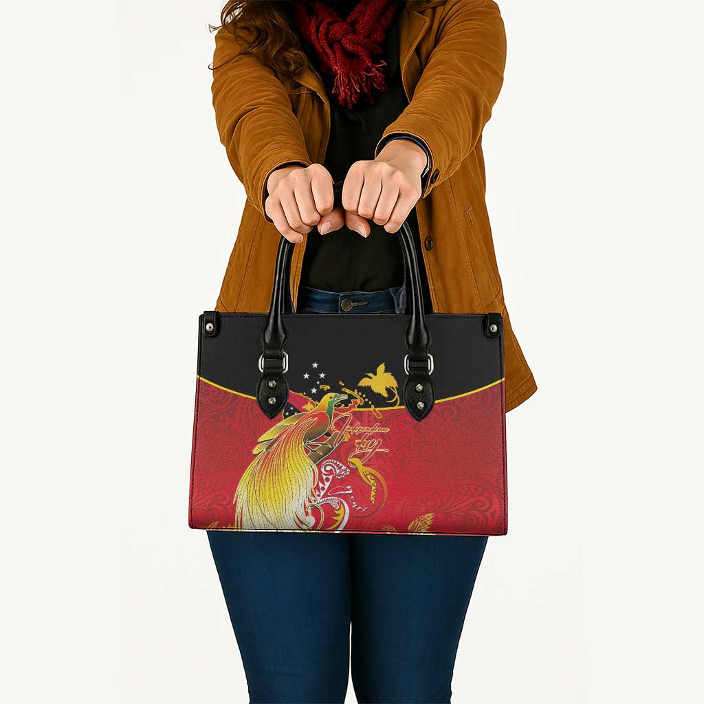 Papua New Guinea Independence Day Leather Bag Happy Anniversary 50th Bird-of-paradise Melanesian Tattoos - Polynesian Pride