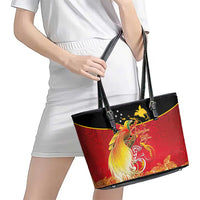 Papua New Guinea Independence Day Leather Tote Bag Happy Anniversary 50th Bird-of-paradise Melanesian Tattoos - Polynesian Pride