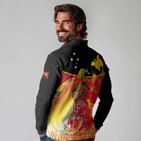 Papua New Guinea Independence Day Long Sleeve Polo Shirt Happy Anniversary 50th Bird-of-paradise Melanesian Tattoos - Polynesian Pride