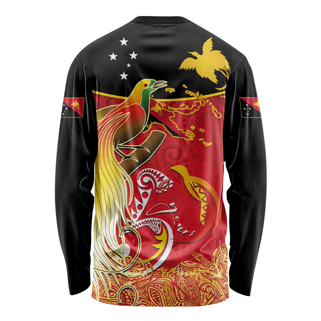 Papua New Guinea Independence Day Long Sleeve Shirt Happy Anniversary 50th Bird-of-paradise Melanesian Tattoos - Polynesian Pride