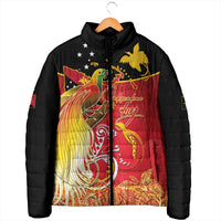 Papua New Guinea Independence Day Padded Jacket Happy Anniversary 50th Bird-of-paradise Melanesian Tattoos - Polynesian Pride
