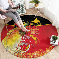 Papua New Guinea Independence Day Round Carpet Happy Anniversary 50th Bird-of-paradise Melanesian Tattoos - Polynesian Pride