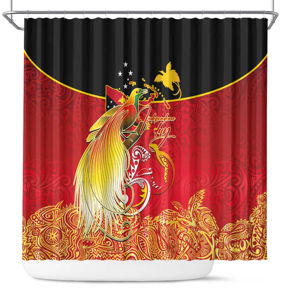 Papua New Guinea Independence Day Shower Curtain Happy Anniversary 50th Bird-of-paradise Melanesian Tattoos - Polynesian Pride