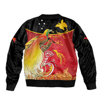 Papua New Guinea Independence Day Sleeve Zip Bomber Jacket Happy Anniversary 50th Bird-of-paradise Melanesian Tattoos - Polynesian Pride