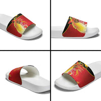 Papua New Guinea Independence Day Slide Sandals Happy Anniversary 50th Bird-of-paradise Melanesian Tattoos - Polynesian Pride