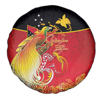Papua New Guinea Independence Day Spare Tire Cover Happy Anniversary 50th Bird-of-paradise Melanesian Tattoos - Polynesian Pride