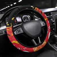 Papua New Guinea Independence Day Steering Wheel Cover Happy Anniversary 50th Bird-of-paradise Melanesian Tattoos - Polynesian Pride