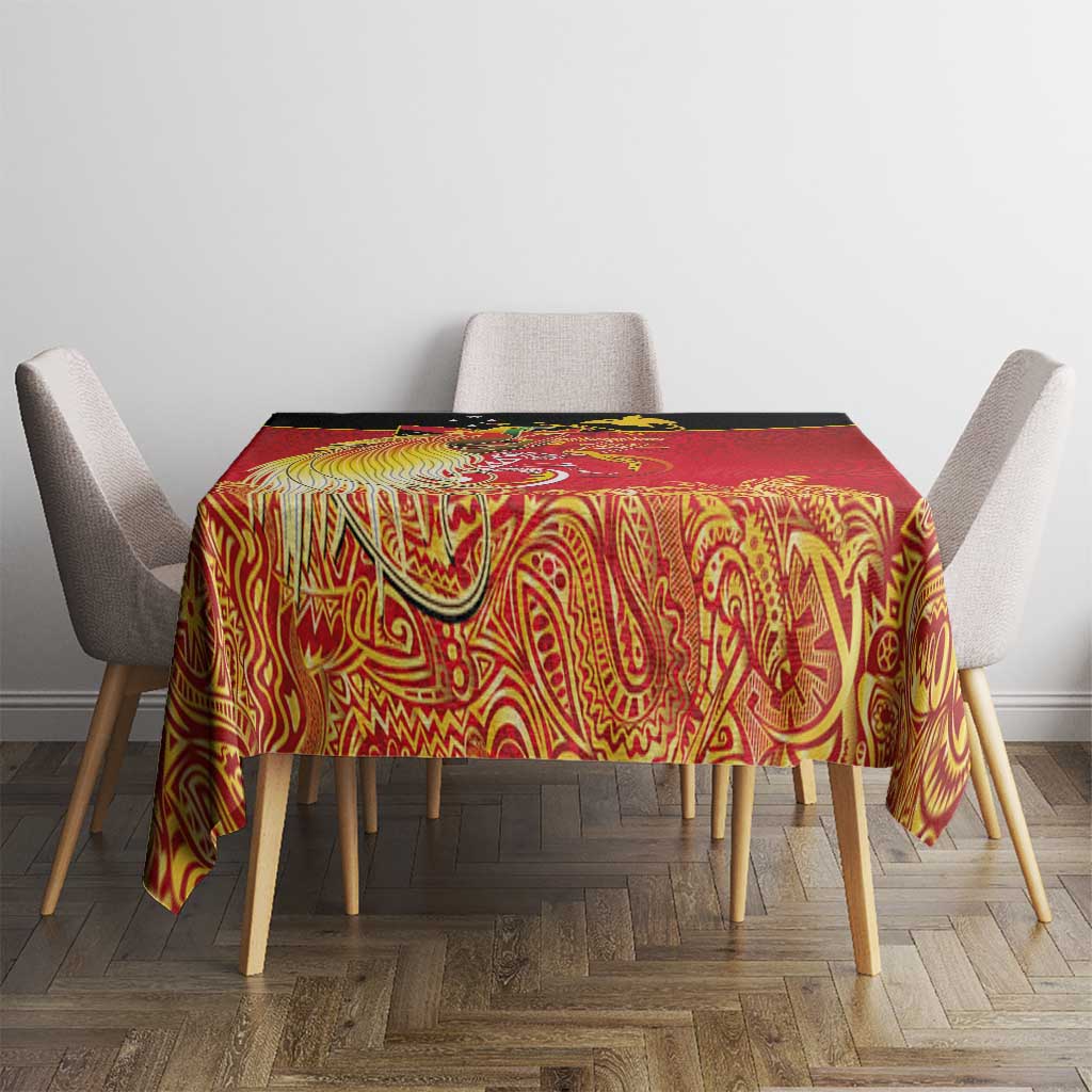 Papua New Guinea Independence Day Tablecloth Happy Anniversary 50th Bird-of-paradise Melanesian Tattoos - Polynesian Pride
