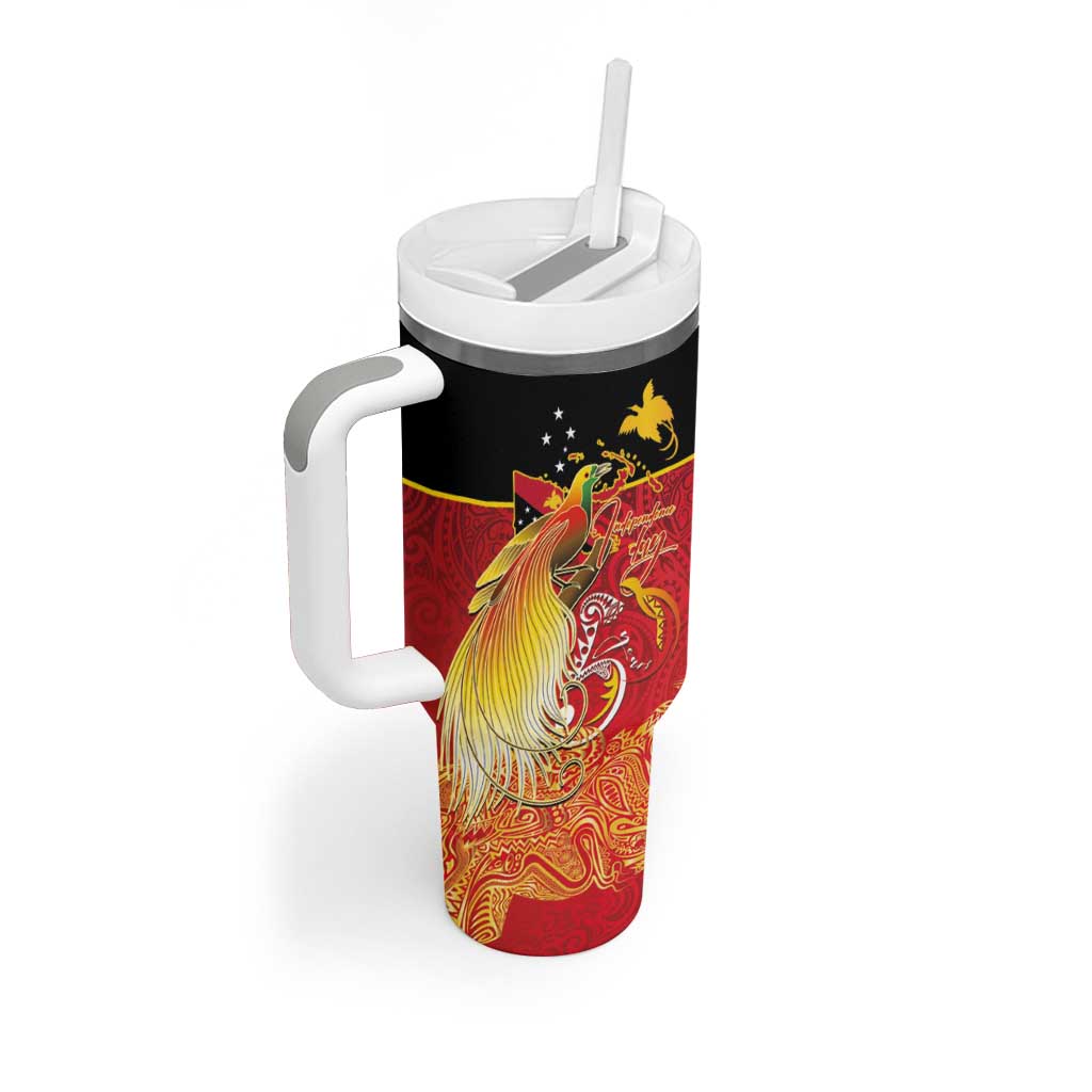 Papua New Guinea Independence Day Tumbler With Handle Happy Anniversary 50th Bird-of-paradise Melanesian Tattoos - Polynesian Pride