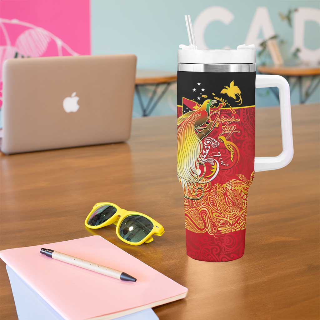 Papua New Guinea Independence Day Tumbler With Handle Happy Anniversary 50th Bird-of-paradise Melanesian Tattoos - Polynesian Pride