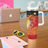 Papua New Guinea Independence Day Tumbler With Handle Happy Anniversary 50th Bird-of-paradise Melanesian Tattoos - Polynesian Pride