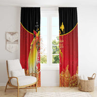 Papua New Guinea Independence Day Window Curtain Happy Anniversary 50th Bird-of-paradise Melanesian Tattoos - Polynesian Pride