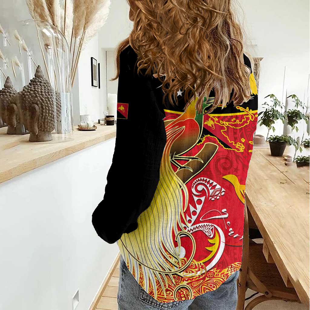 Papua New Guinea Independence Day Women Casual Shirt Happy Anniversary 50th Bird-of-paradise Melanesian Tattoos - Polynesian Pride