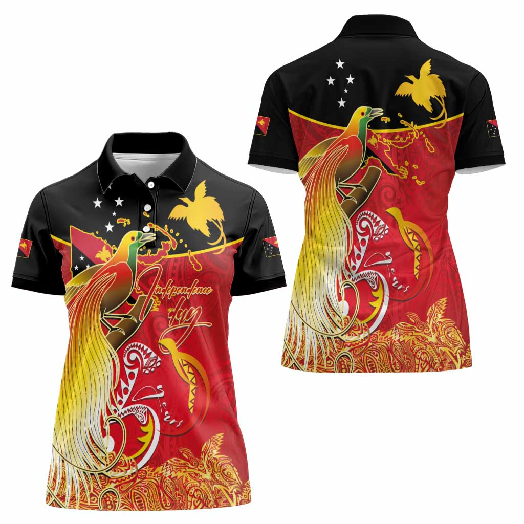 Papua New Guinea Independence Day Women Polo Shirt Happy Anniversary 50th Bird-of-paradise Melanesian Tattoos - Polynesian Pride