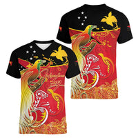 Papua New Guinea Independence Day Women V-Neck T-Shirt Happy Anniversary 50th Bird-of-paradise Melanesian Tattoos - Polynesian Pride