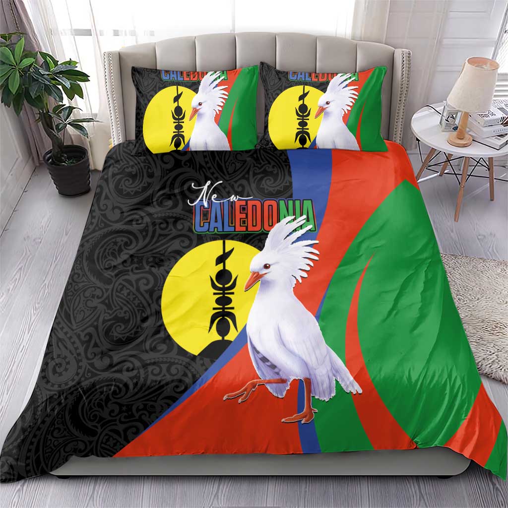 New Caledonia Bedding Set Kagu Bird and The Seal with Melanesian Culture - Polynesian Pride