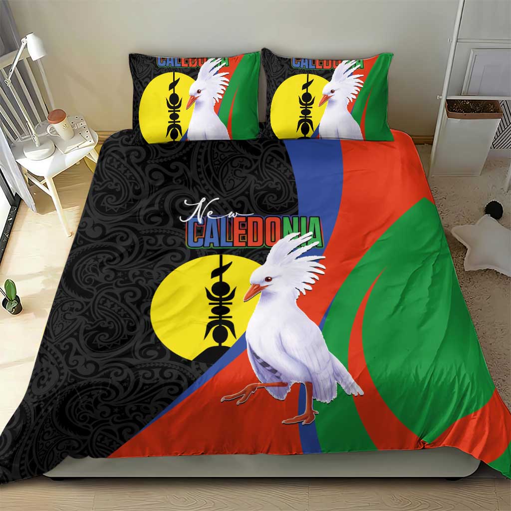 New Caledonia Bedding Set Kagu Bird and The Seal with Melanesian Culture - Polynesian Pride