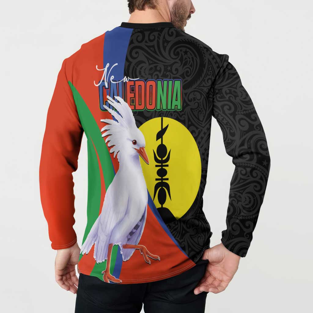 New Caledonia Button Sweatshirt Kagu Bird and The Seal with Melanesian Culture - Polynesian Pride