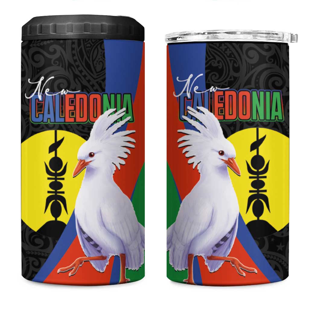 New Caledonia 4 in 1 Can Cooler Tumbler Kagu Bird and The Seal with Melanesian Culture - Polynesian Pride