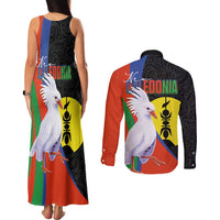 New Caledonia Couples Matching Tank Maxi Dress and Long Sleeve Button Shirt Kagu Bird and The Seal with Melanesian Culture - Polynesian Pride