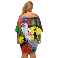 New Caledonia Family Matching Off Shoulder Short Dress and Hawaiian Shirt Kagu Bird and The Seal with Melanesian Culture - Polynesian Pride