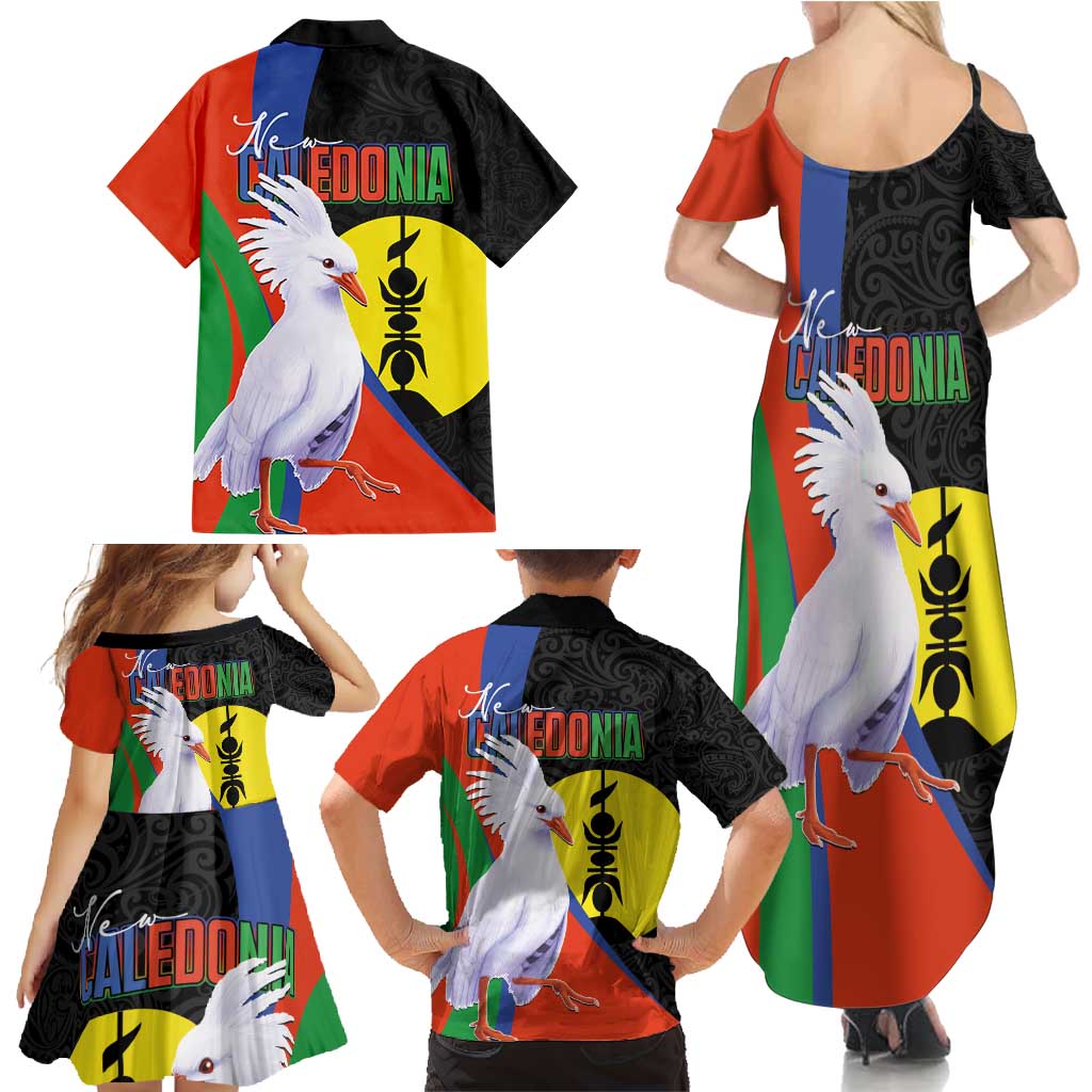 New Caledonia Family Matching Summer Maxi Dress and Hawaiian Shirt Kagu Bird and The Seal with Melanesian Culture - Polynesian Pride