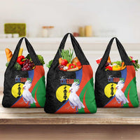 New Caledonia Grocery Bag Kagu Bird and The Seal with Melanesian Culture - Polynesian Pride