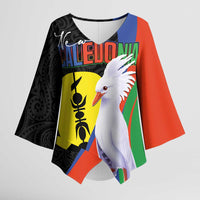New Caledonia Kimono Sleeve Blouse Kagu Bird and The Seal with Melanesian Culture - Polynesian Pride