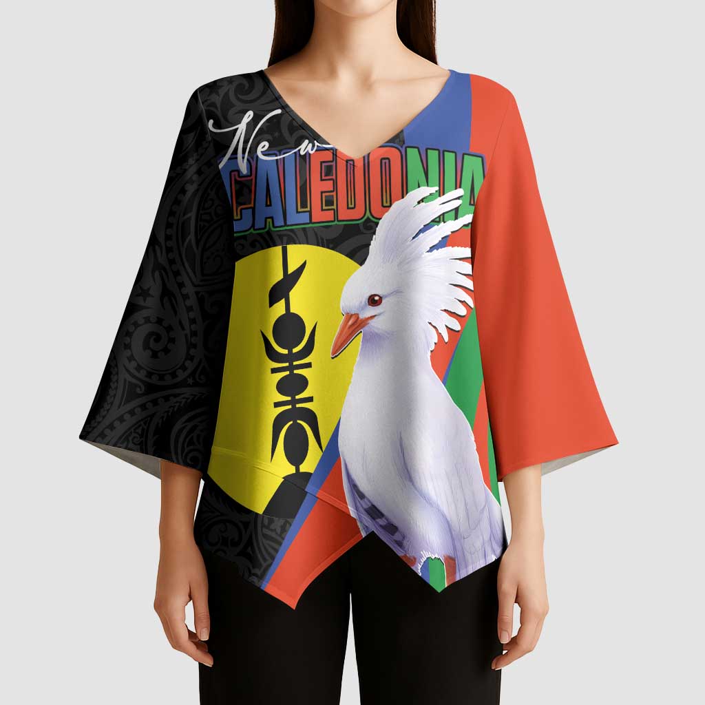 New Caledonia Kimono Sleeve Blouse Kagu Bird and The Seal with Melanesian Culture - Polynesian Pride