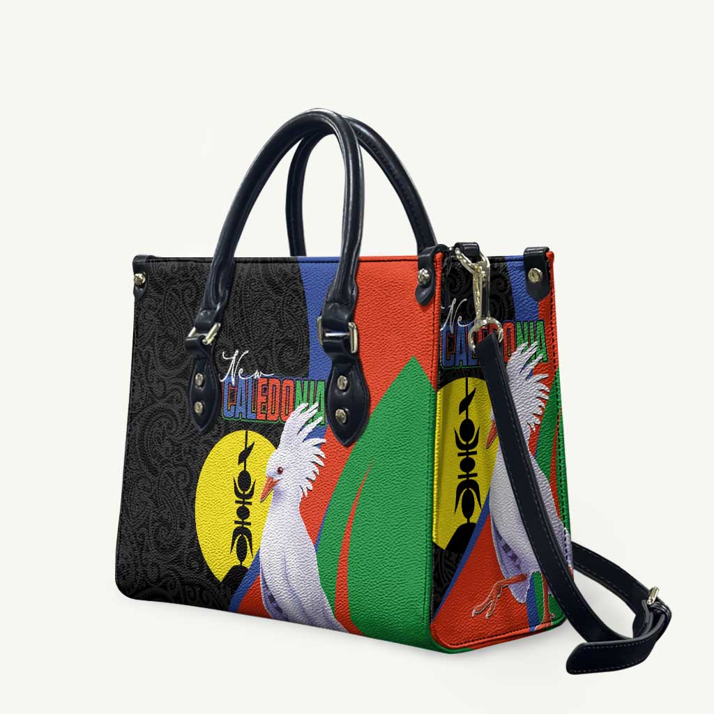 New Caledonia Leather Bag Kagu Bird and The Seal with Melanesian Culture - Polynesian Pride