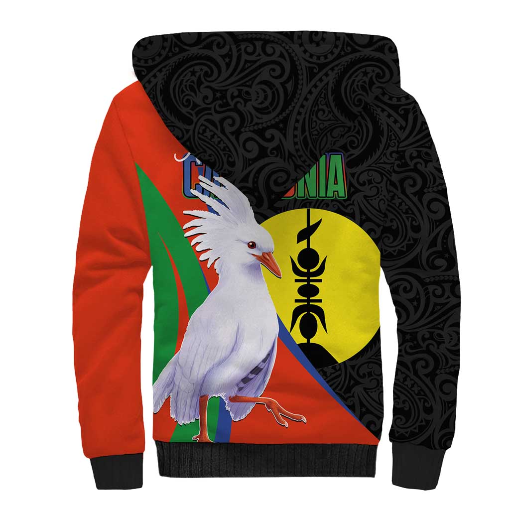 New Caledonia Sherpa Hoodie Kagu Bird and The Seal with Melanesian Culture - Polynesian Pride