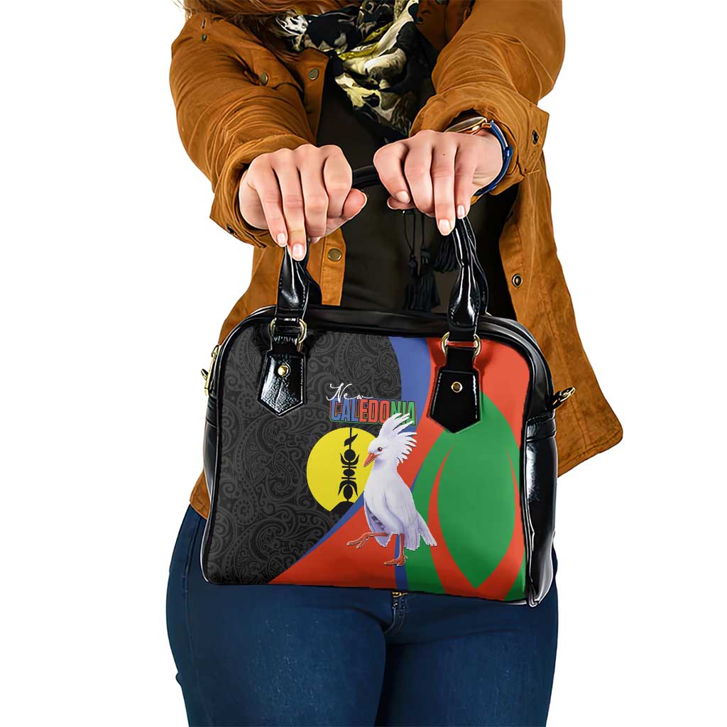 New Caledonia Shoulder Handbag Kagu Bird and The Seal with Melanesian Culture - Polynesian Pride