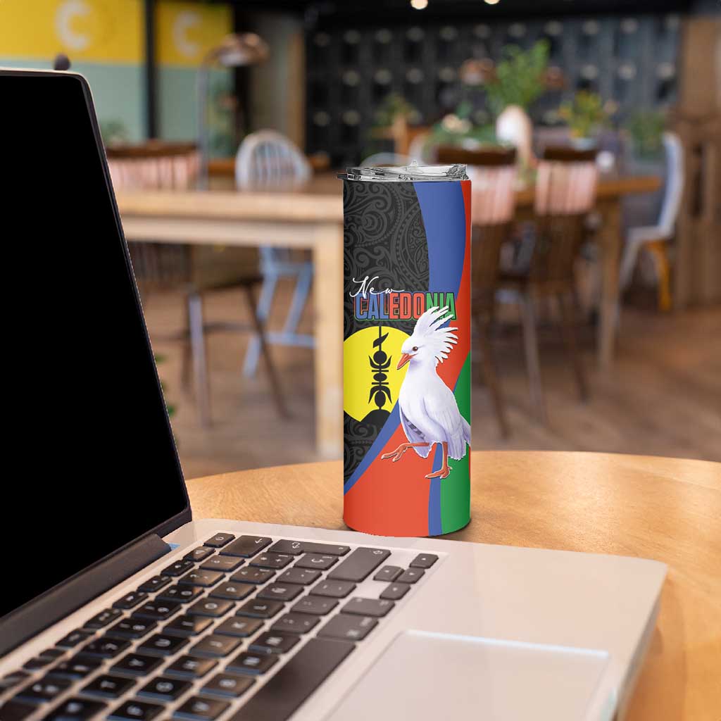 New Caledonia Skinny Tumbler Kagu Bird and The Seal with Melanesian Culture - Polynesian Pride
