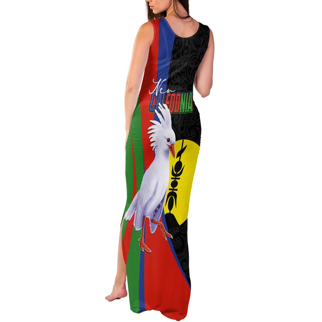 New Caledonia Tank Maxi Dress Kagu Bird and The Seal with Melanesian Culture - Polynesian Pride