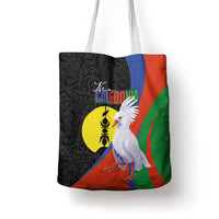 New Caledonia Tote Bag Kagu Bird and The Seal with Melanesian Culture - Polynesian Pride