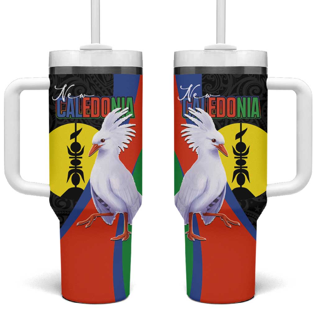 New Caledonia Tumbler With Handle Kagu Bird and The Seal with Melanesian Culture - Polynesian Pride