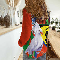 New Caledonia Women Casual Shirt Kagu Bird and The Seal with Melanesian Culture - Polynesian Pride