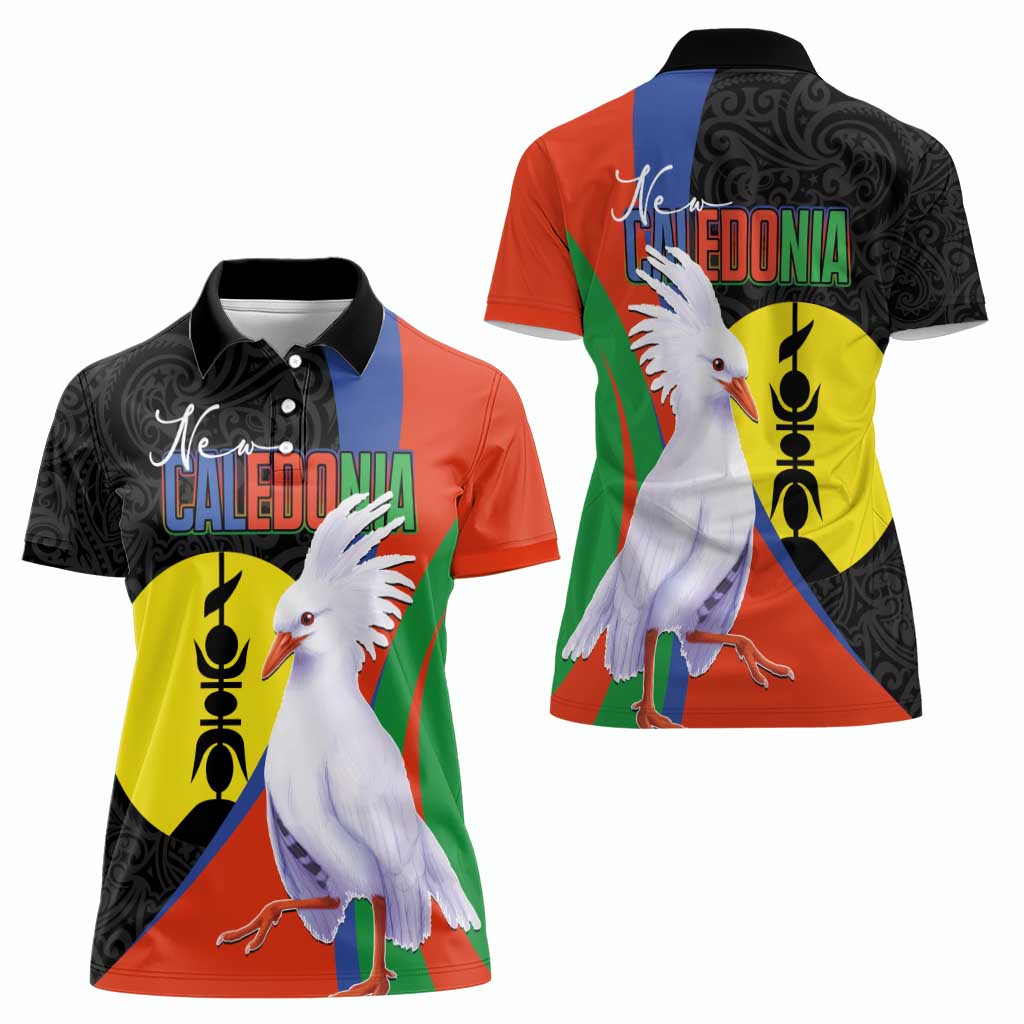 New Caledonia Women Polo Shirt Kagu Bird and The Seal with Melanesian Culture - Polynesian Pride